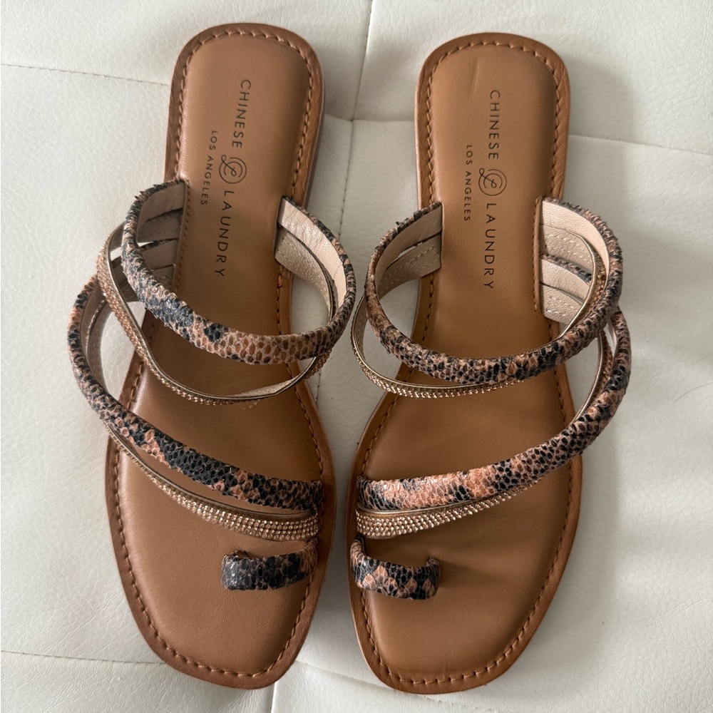 Chinese Laundry Snakeskin Strappy Sandals